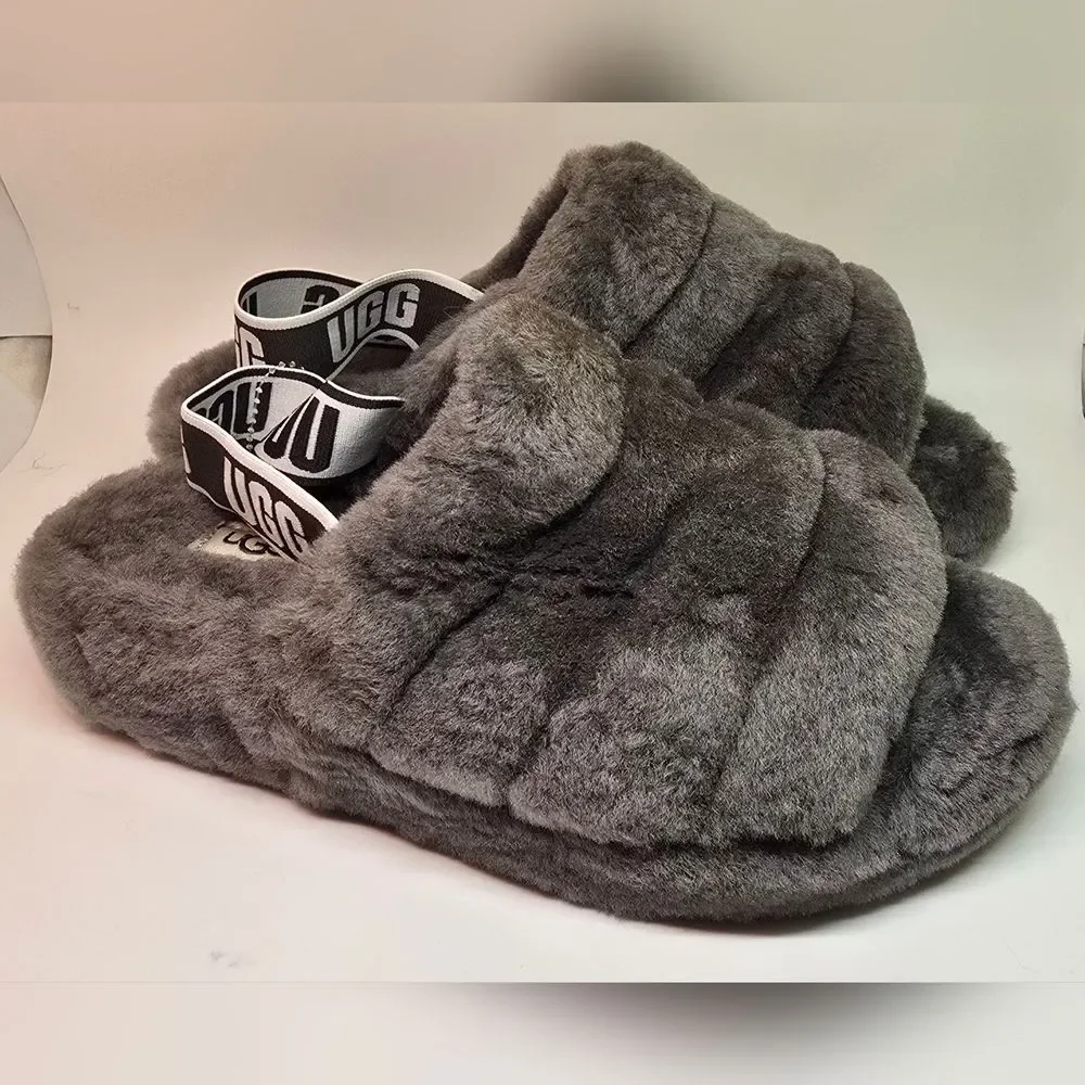 NWT UGG Charcoal Plush Women's Slippers 8 - Picture 3 of 11